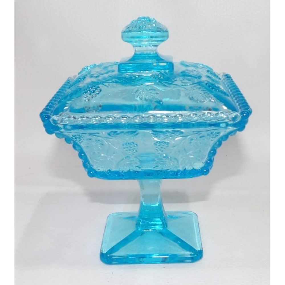 Westmoreland Ice Blue Beaded Grape Stemmed Compote - Picture 1 of 3